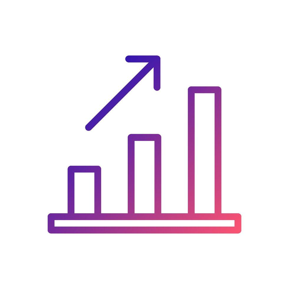 Chart icon gradient blue red business illustration. vector