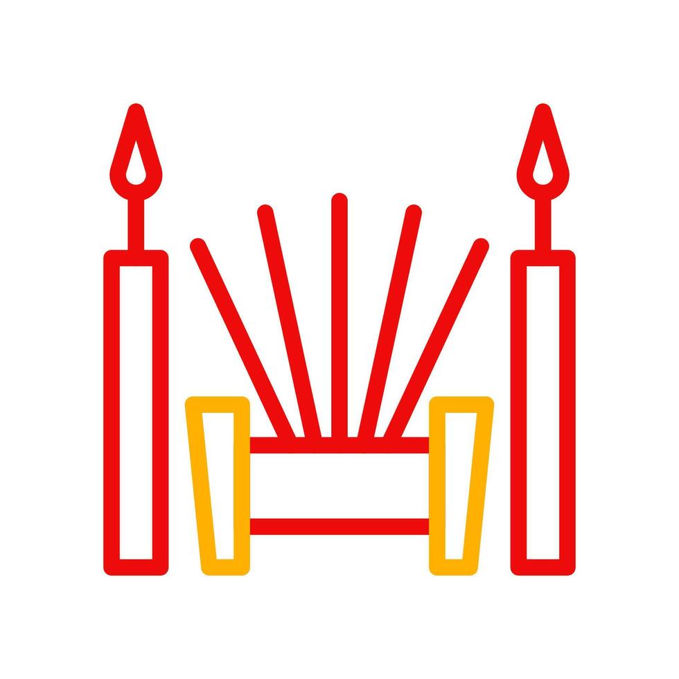 Incense icon duocolor red yellow chinese illustration vector