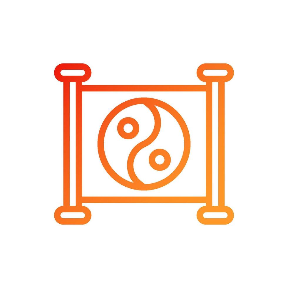 Yin and yang icon gradient red orange chinese illustration vector