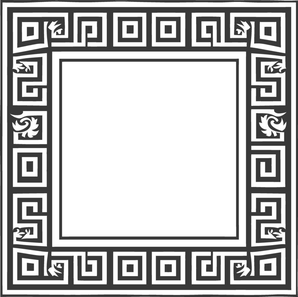 Silhouette Greek square frame black color only vector