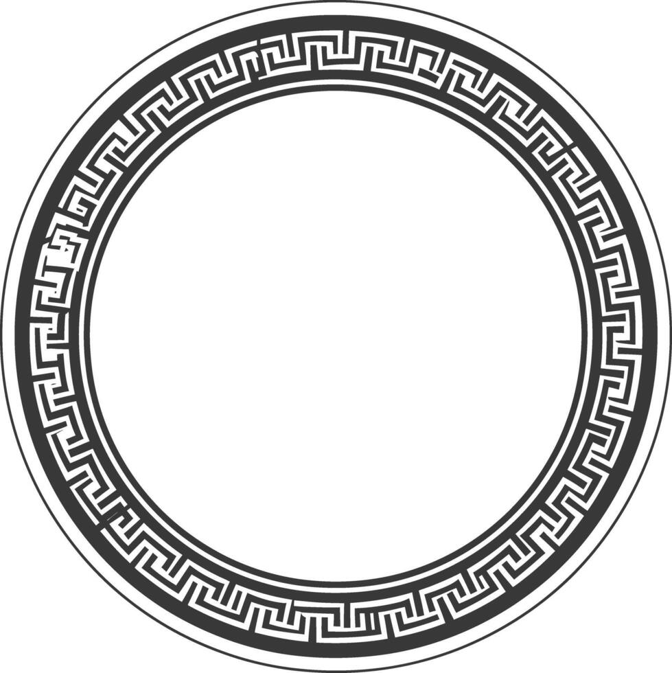 Silhouette Greek Circle Frame black color only vector