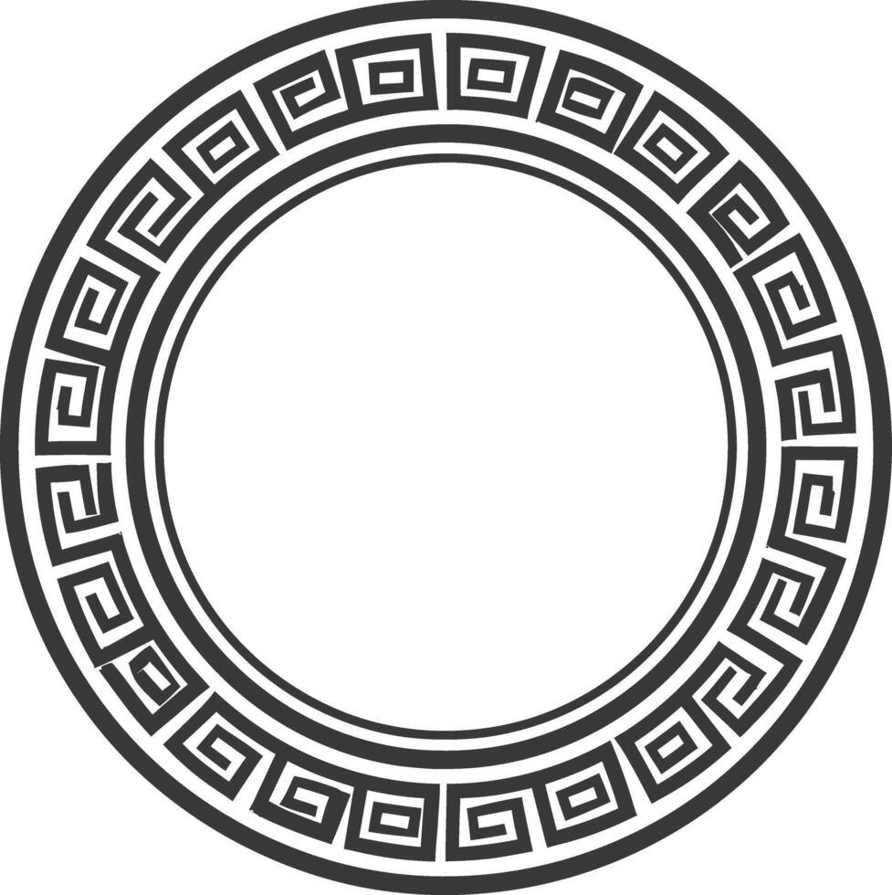 Silhouette Greek Circle Frame black color only vector