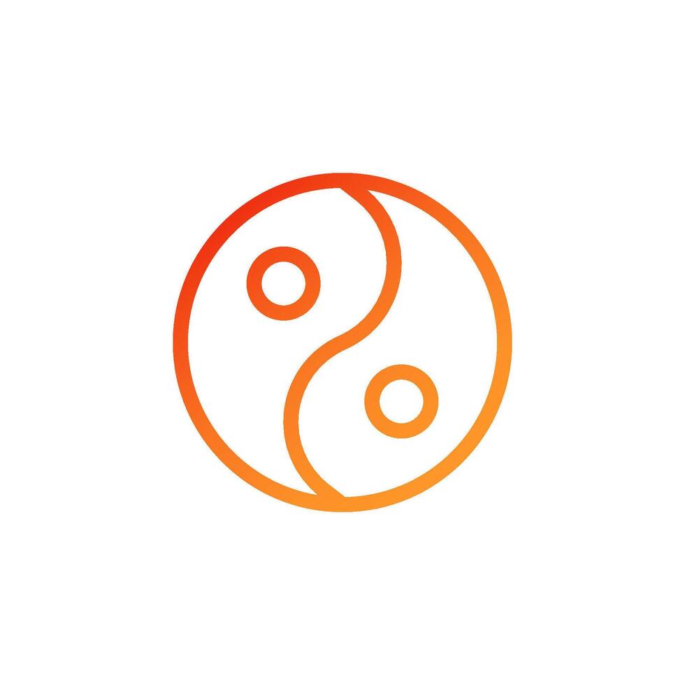 Yin and yang icon gradient red orange chinese illustration vector