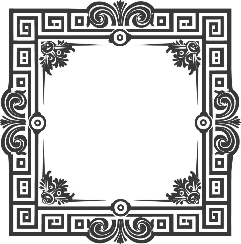 Silhouette Greek square frame black color only vector