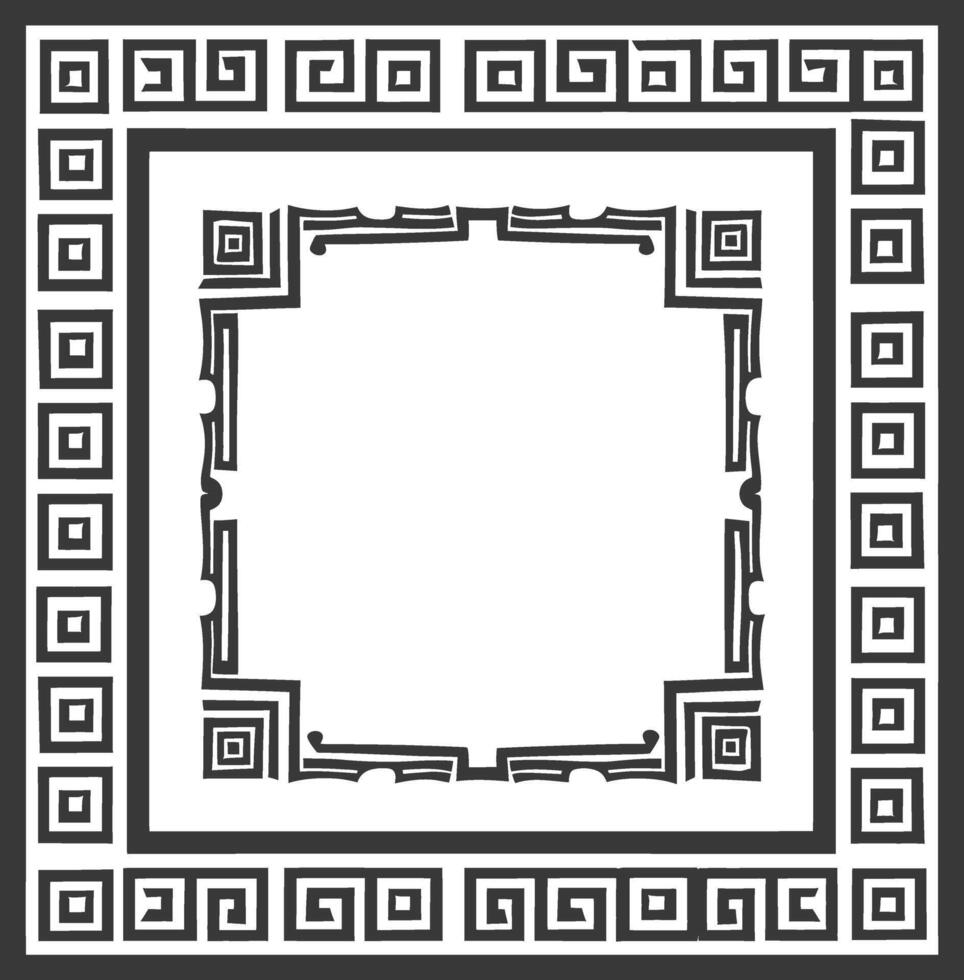 Silhouette Greek square frame black color only vector