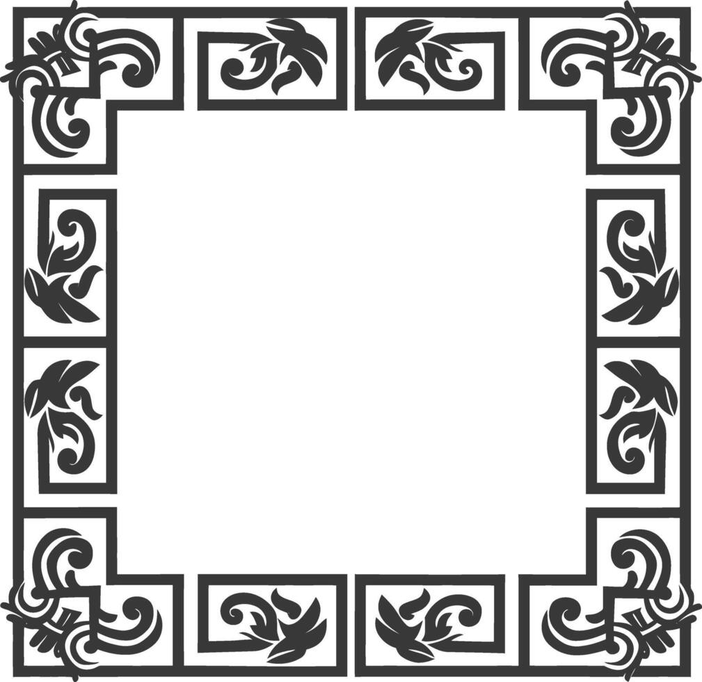 Silhouette Greek square frame black color only vector