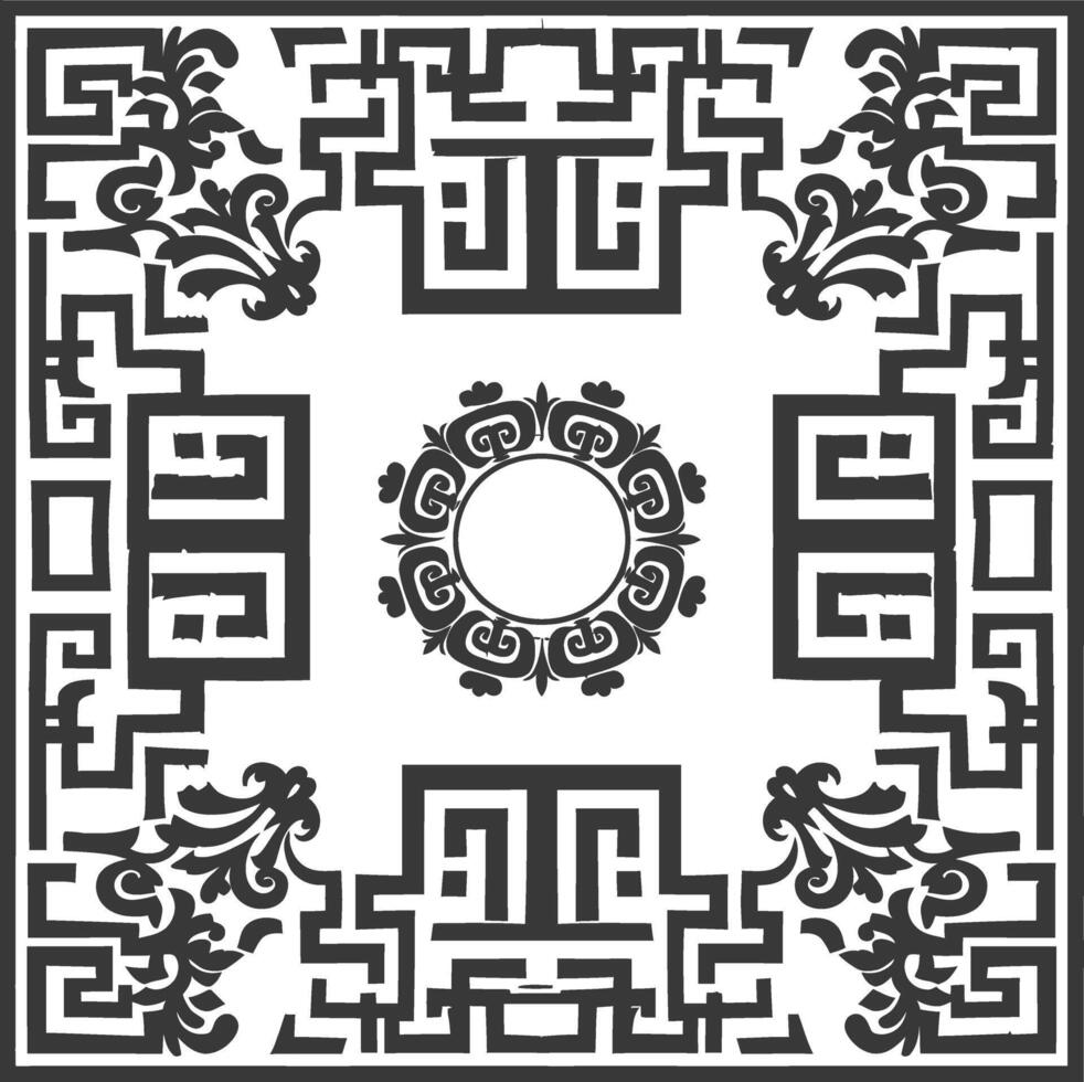Silhouette Greek square frame black color only vector