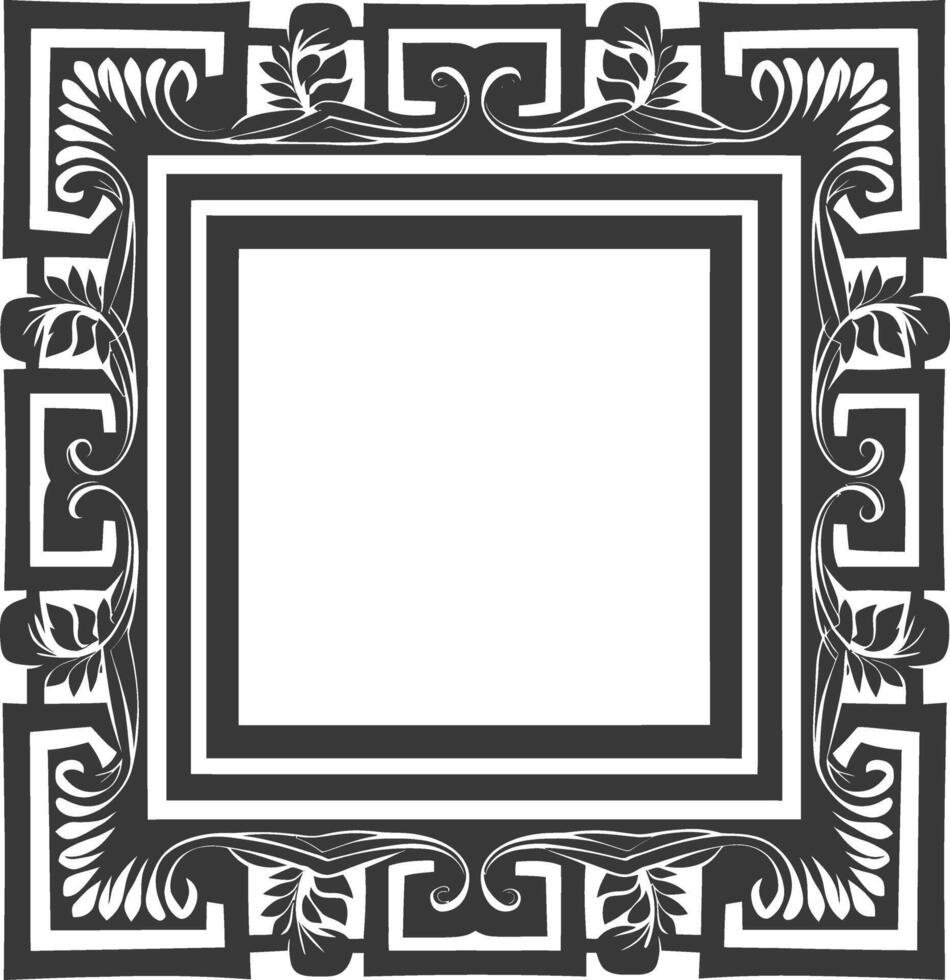 Silhouette Greek square frame black color only vector