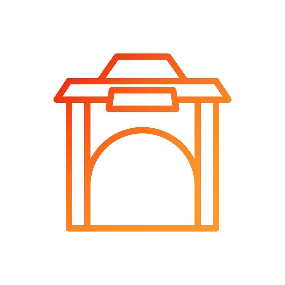 arco icono degradado rojo naranja chino ilustración vector