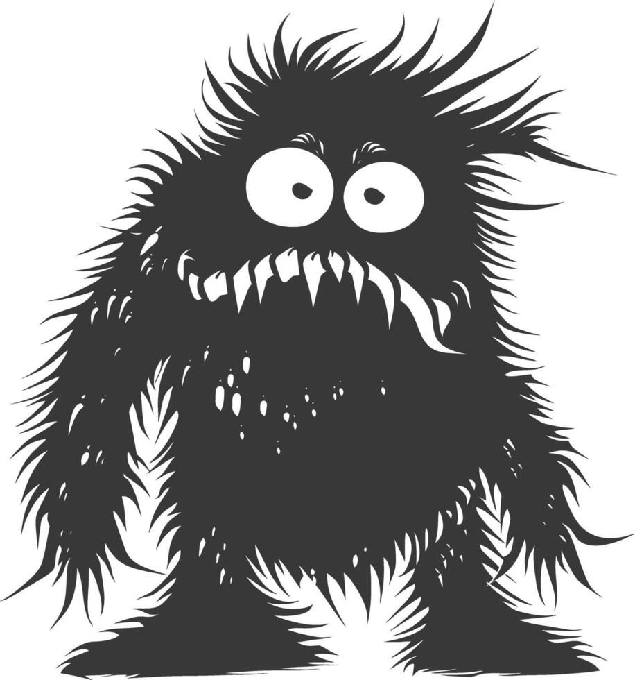 Silhouette funny monster black color only vector