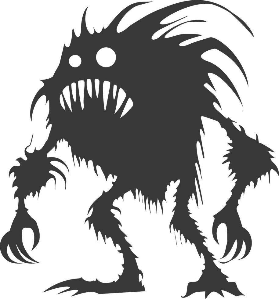 Silhouette funny monster black color only vector