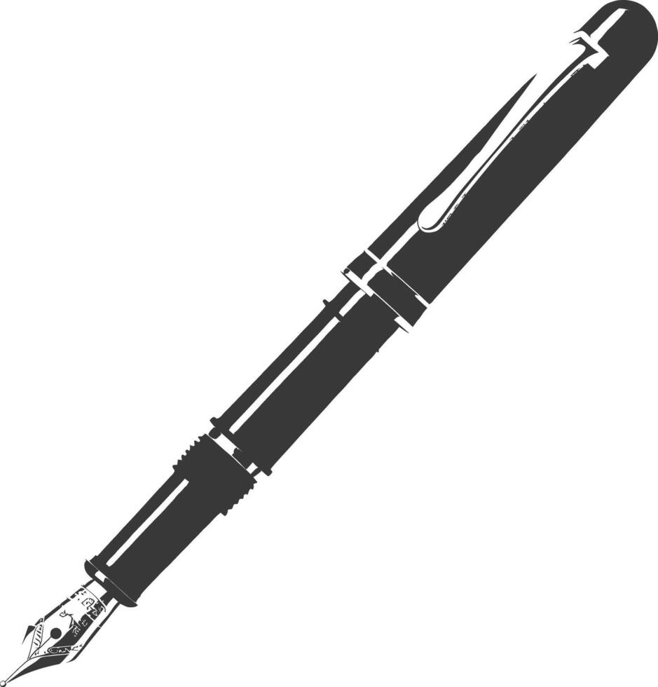 Silhouette fountain pen black color only vector