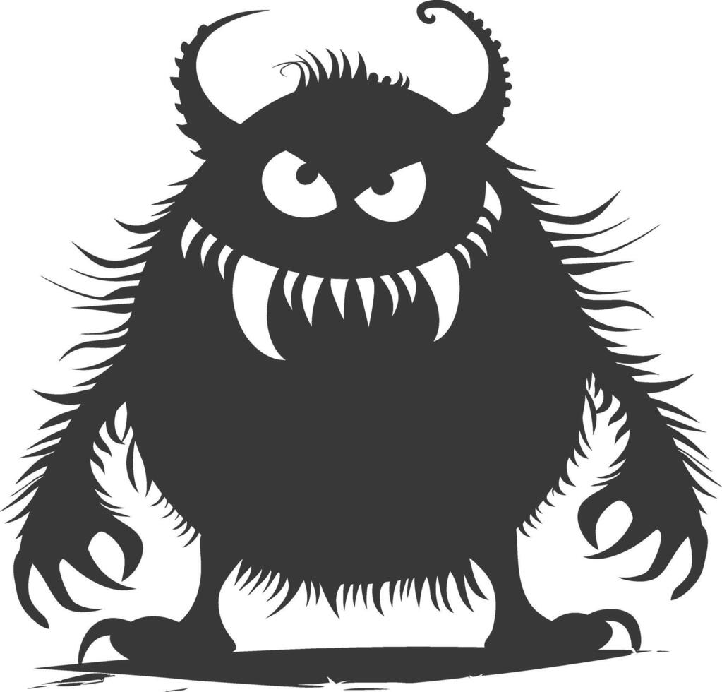 Silhouette funny monster black color only vector