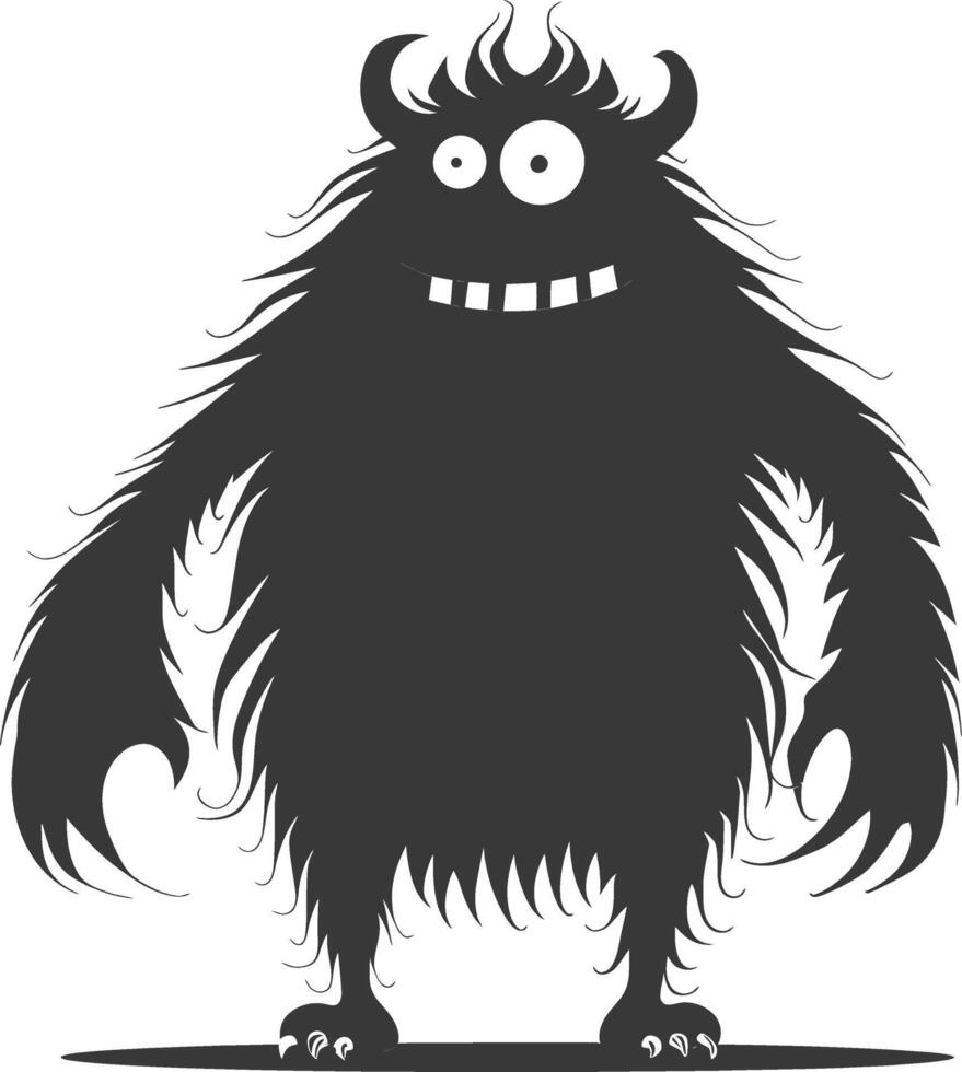 Silhouette funny monster black color only vector