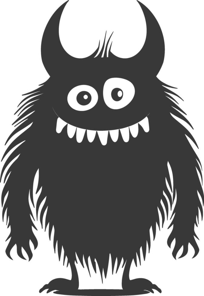 Silhouette funny monster black color only vector