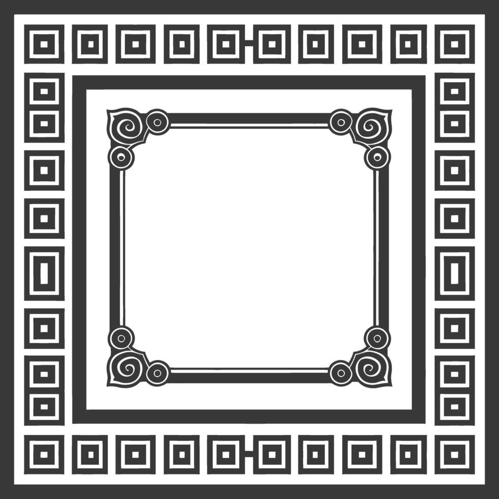 Silhouette Greek square frame black color only vector