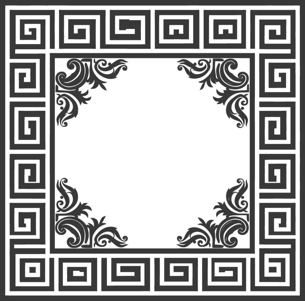 Silhouette Greek square frame black color only vector