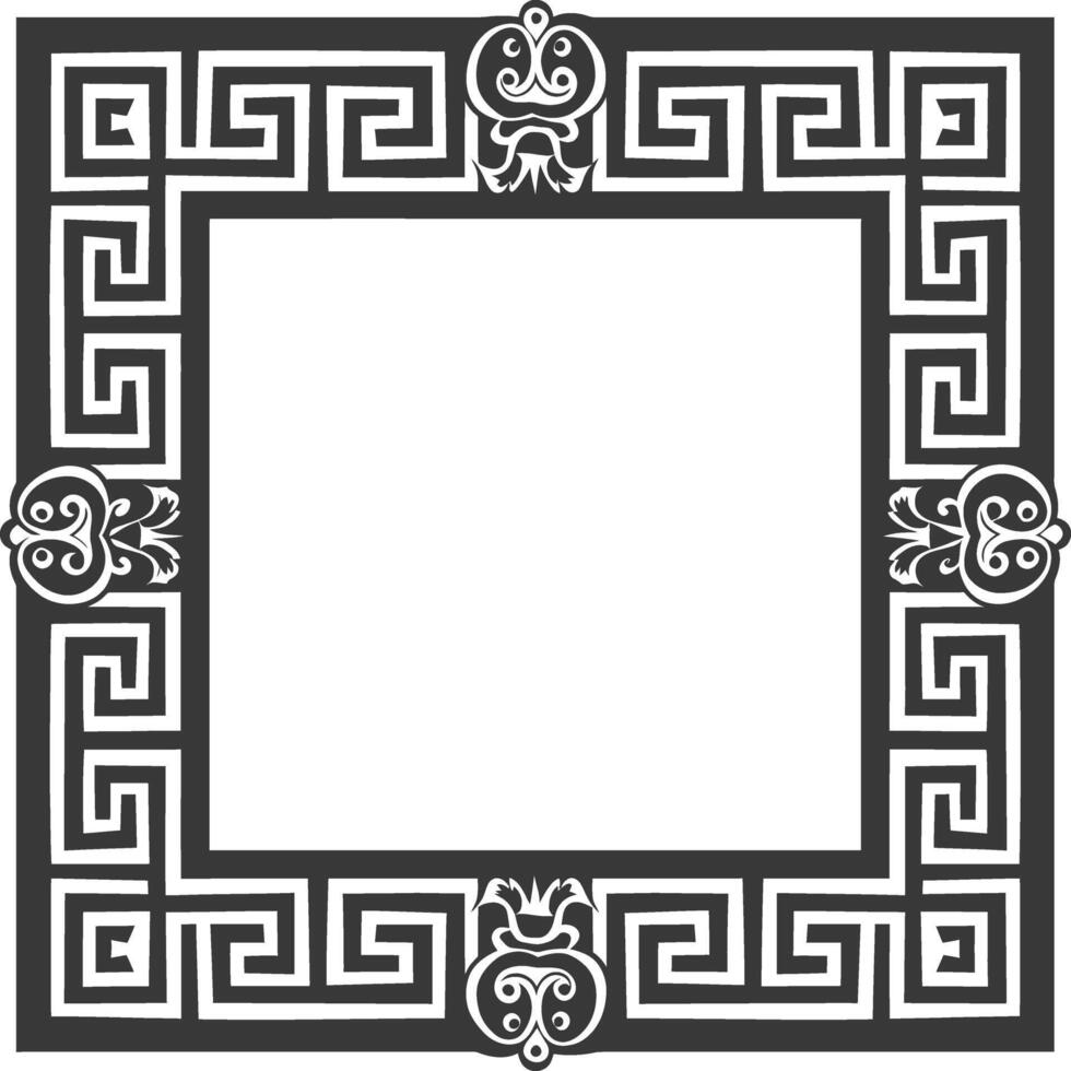 Silhouette Greek square frame black color only vector