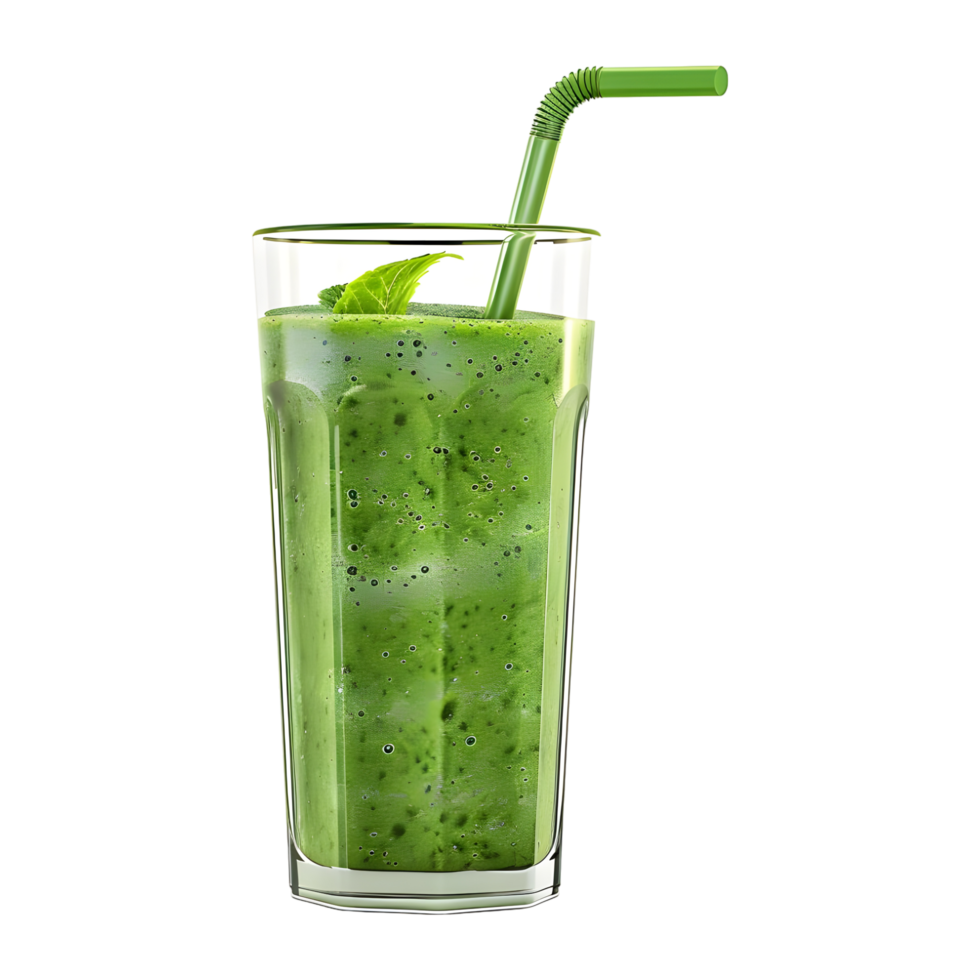 3D Rendering of a Fresh Juice mint with straw on Transparent Background png