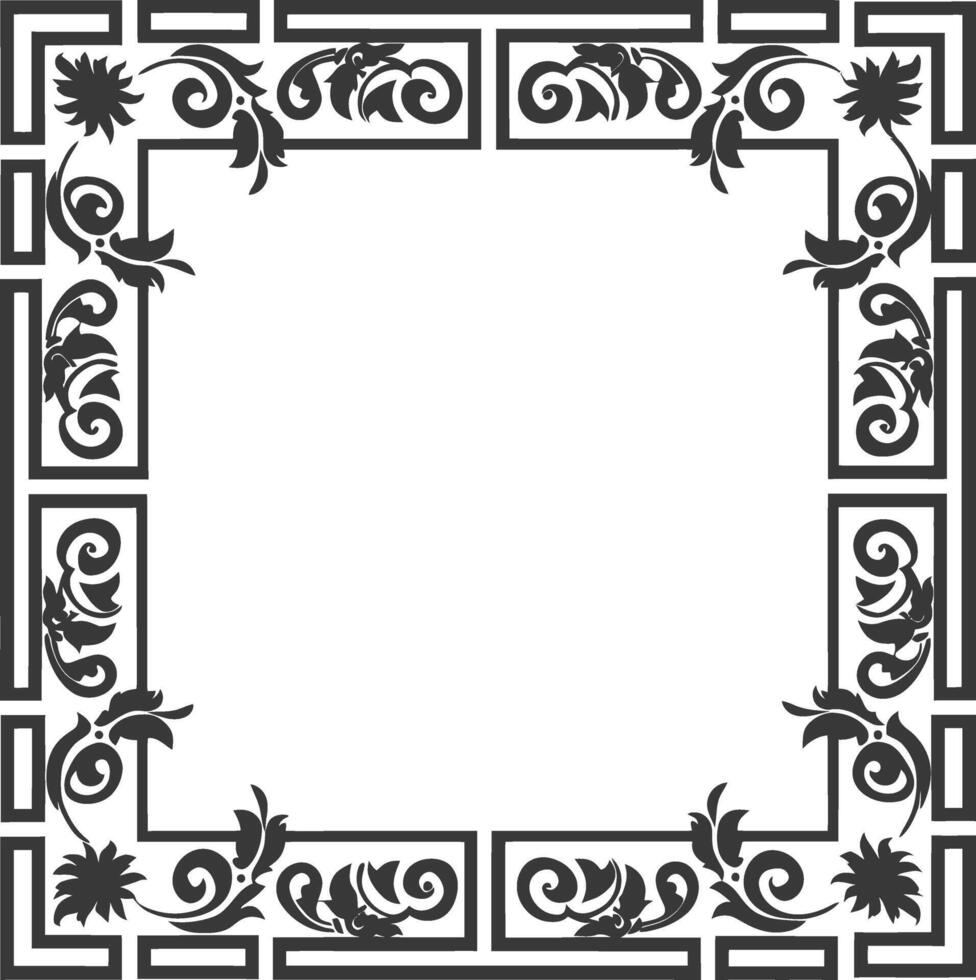 Silhouette Greek square frame black color only vector