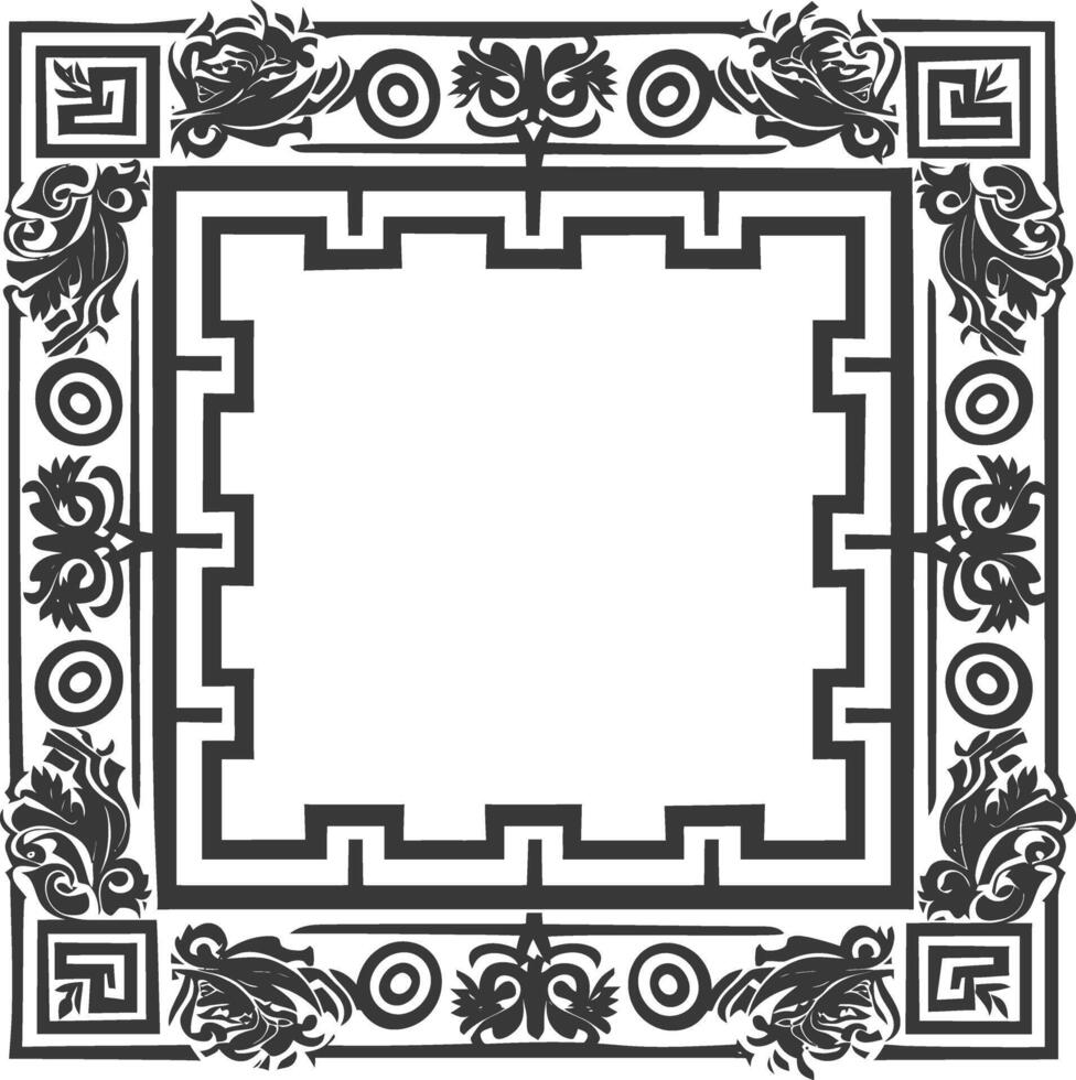 Silhouette Greek square frame black color only vector