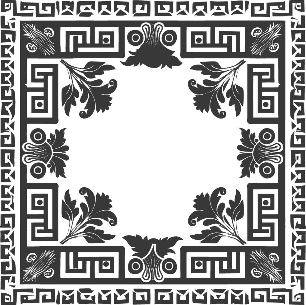 Silhouette Greek square frame black color only vector
