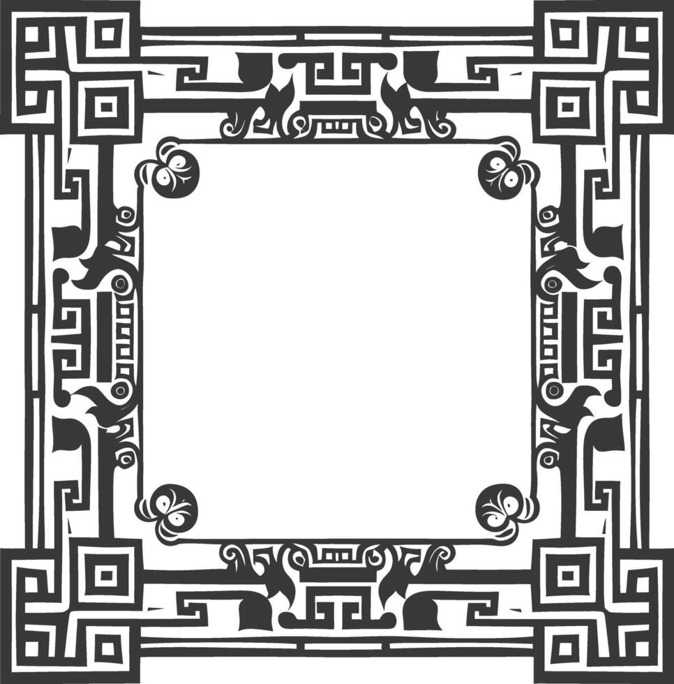 Silhouette Greek square frame black color only vector