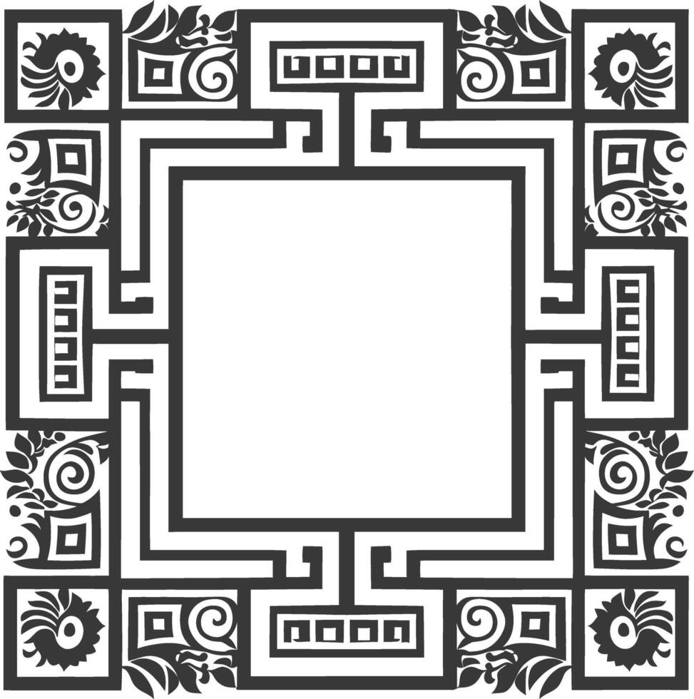 Silhouette Greek square frame black color only vector