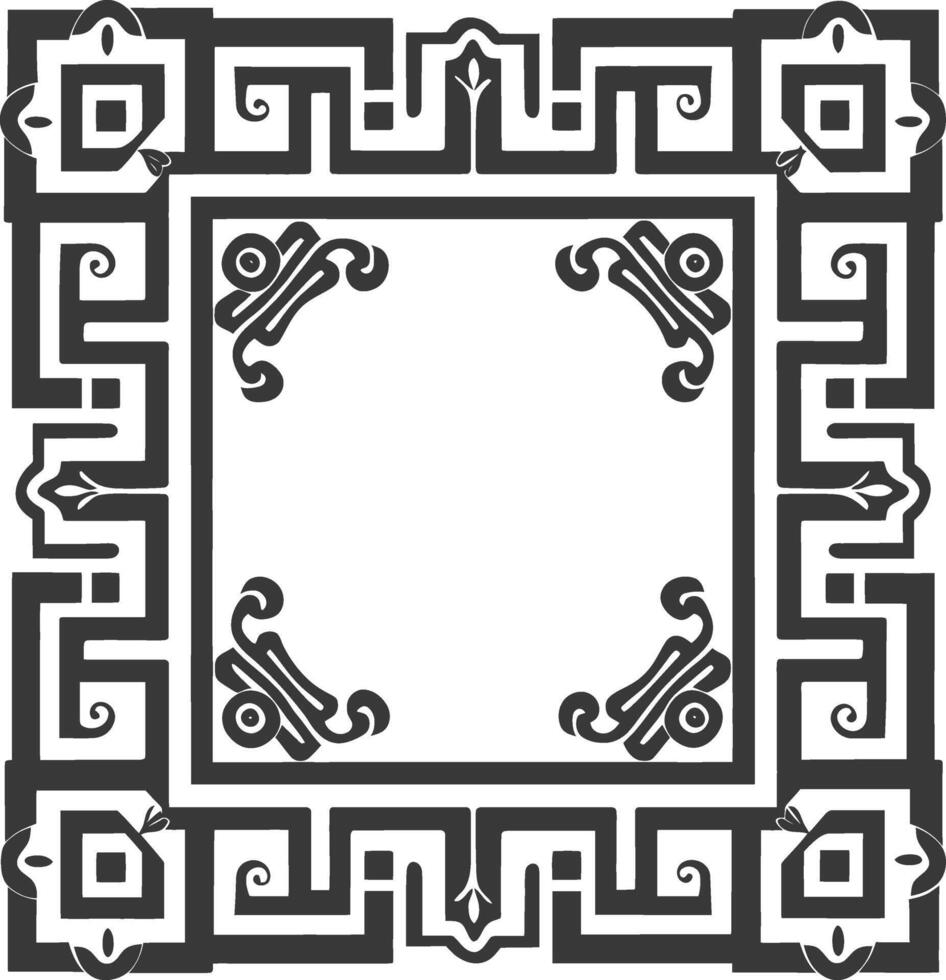 Silhouette Greek square frame black color only vector