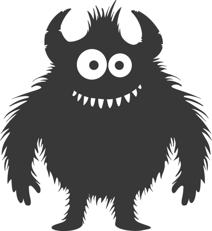 Silhouette funny monster black color only vector
