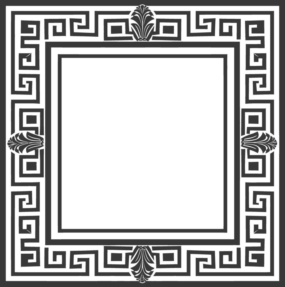 Silhouette Greek square frame black color only vector