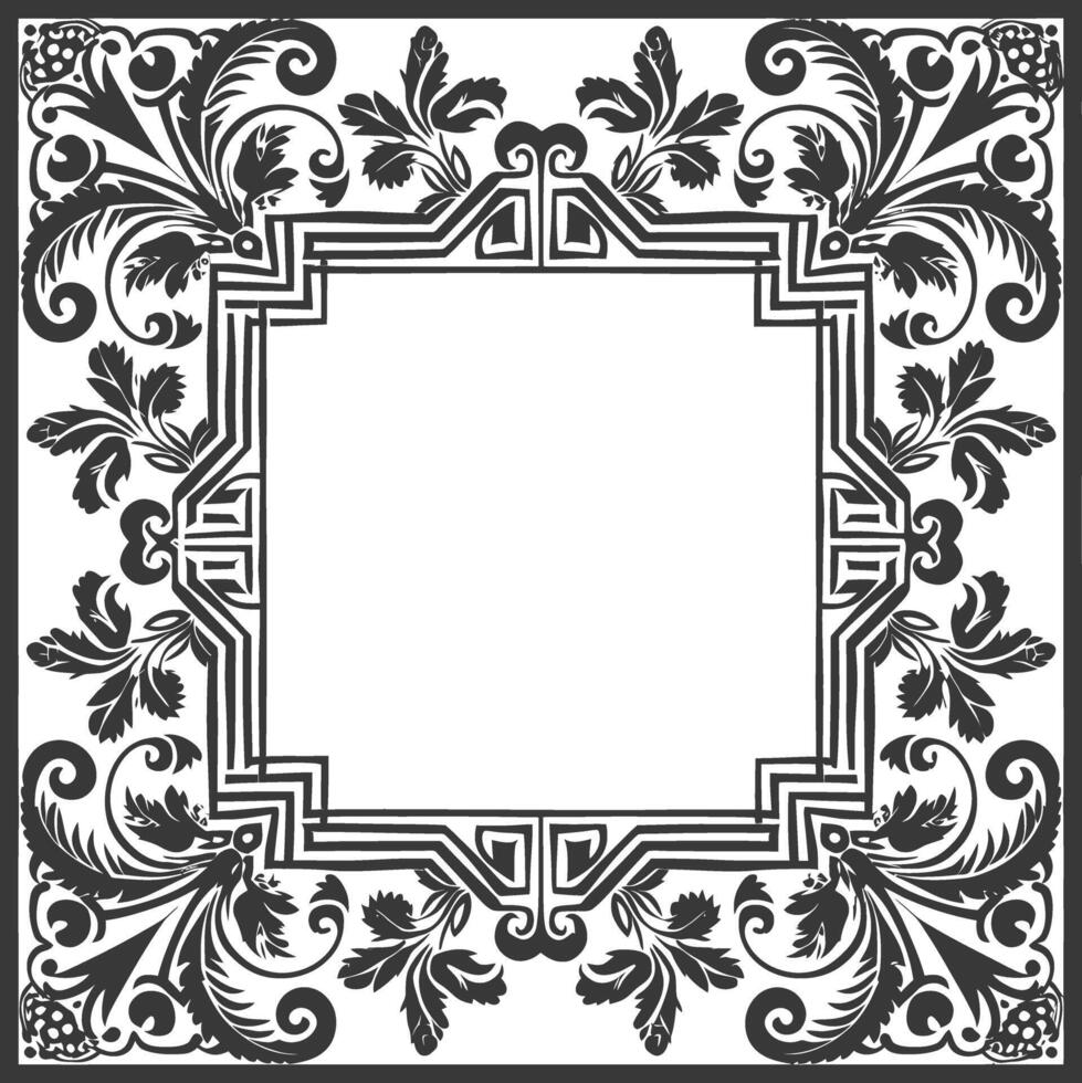 Silhouette Greek square frame black color only vector