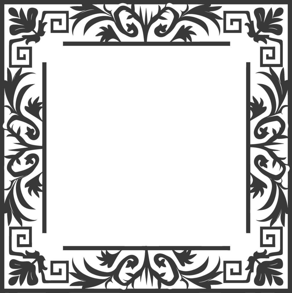 Silhouette Greek square frame black color only vector