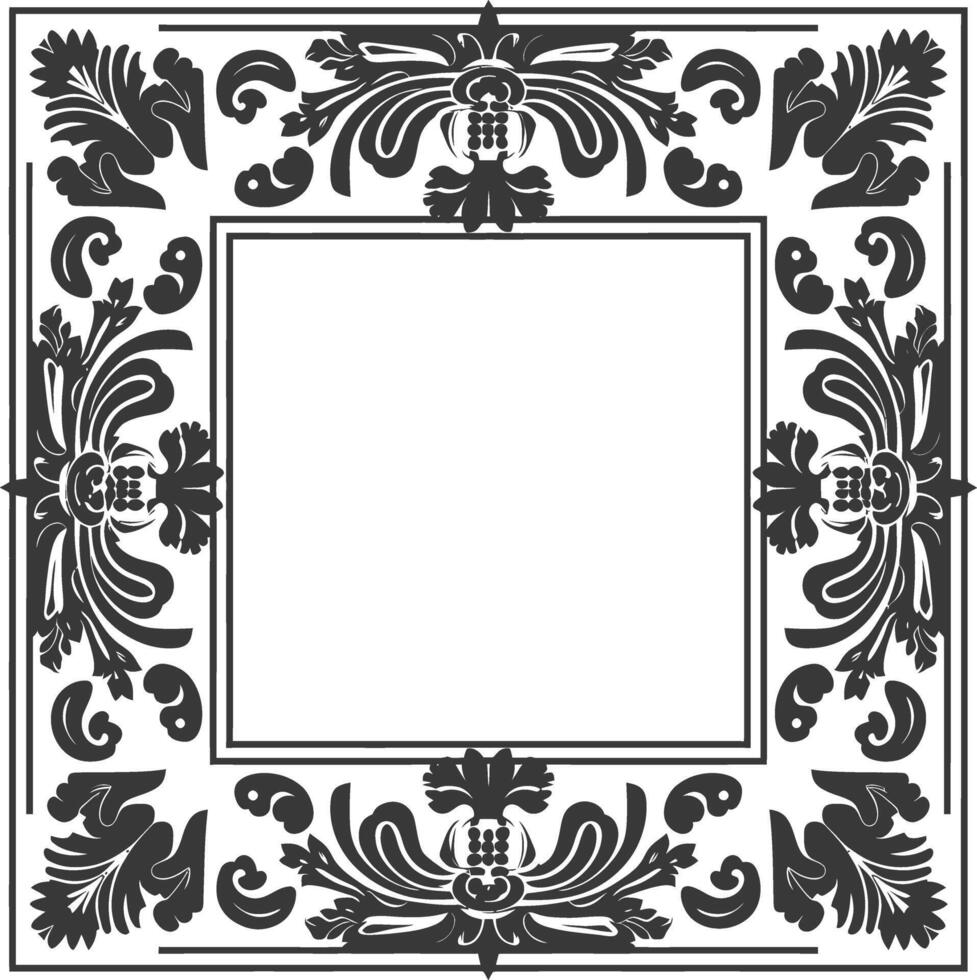 Silhouette Greek square frame black color only vector