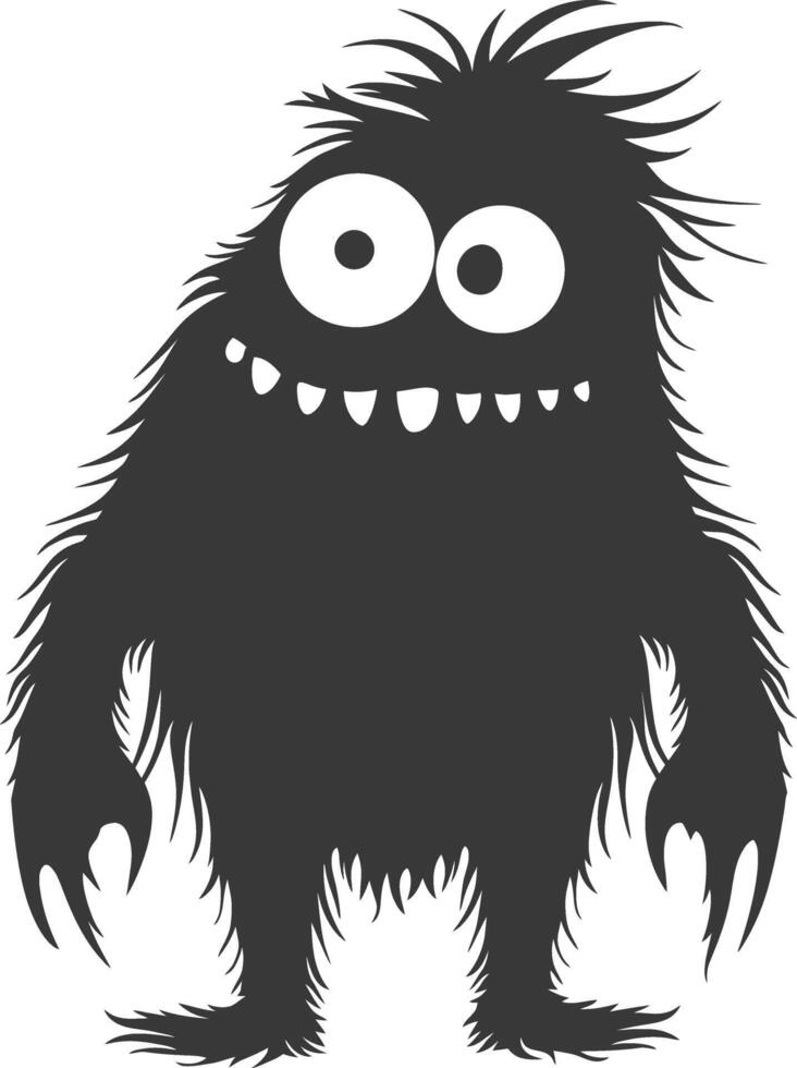 Silhouette funny monster black color only vector
