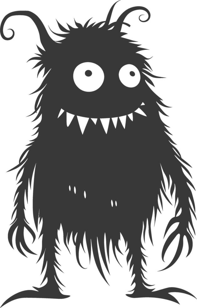 Silhouette funny monster black color only vector