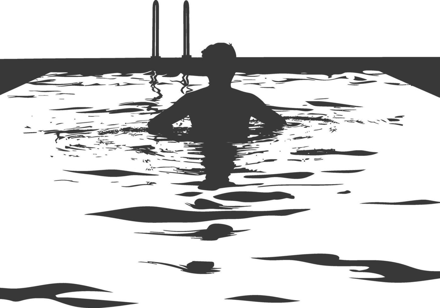 Silhouette swimming pool black color only vector