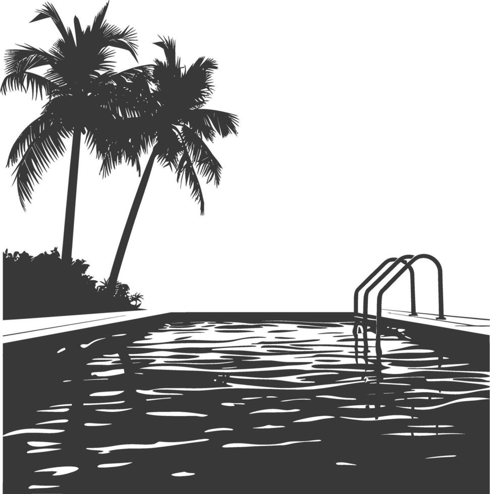 Silhouette swimming pool black color only vector