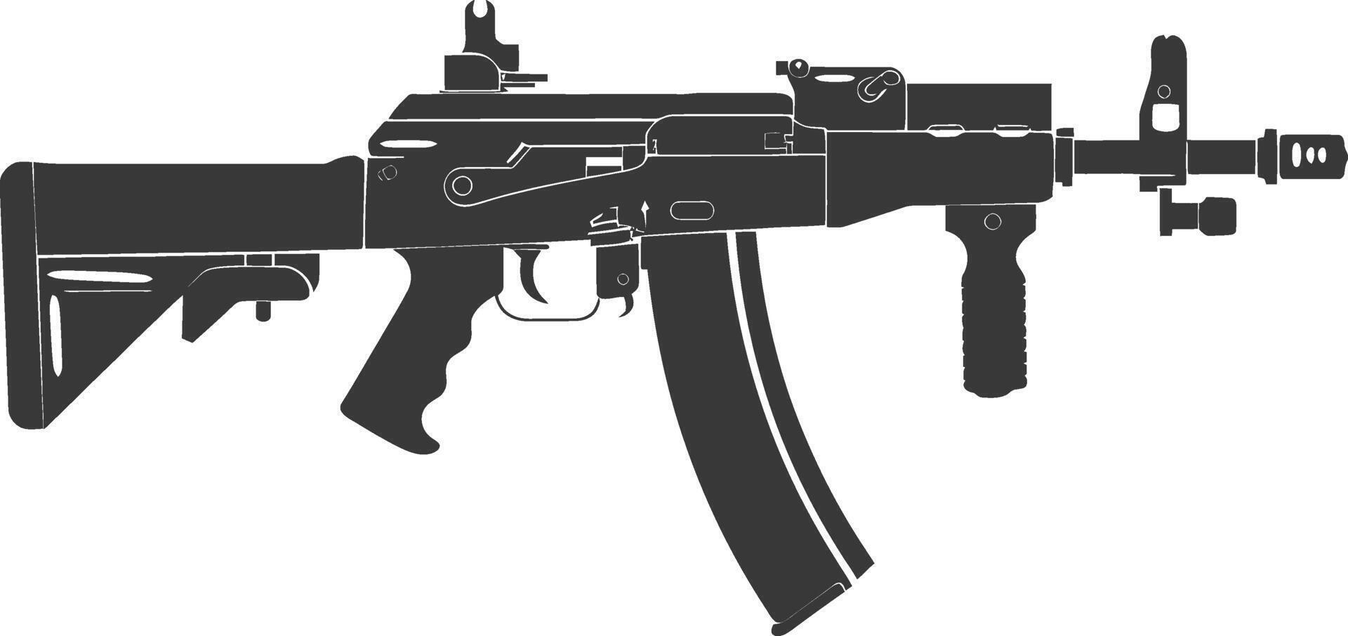 Silhouette Submachine gun military weapon black color only vector