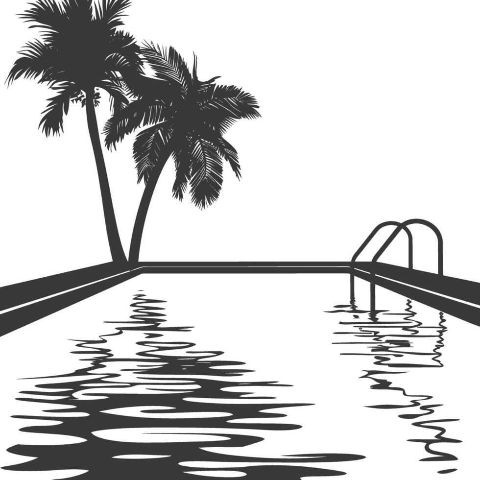 Silhouette swimming pool black color only vector