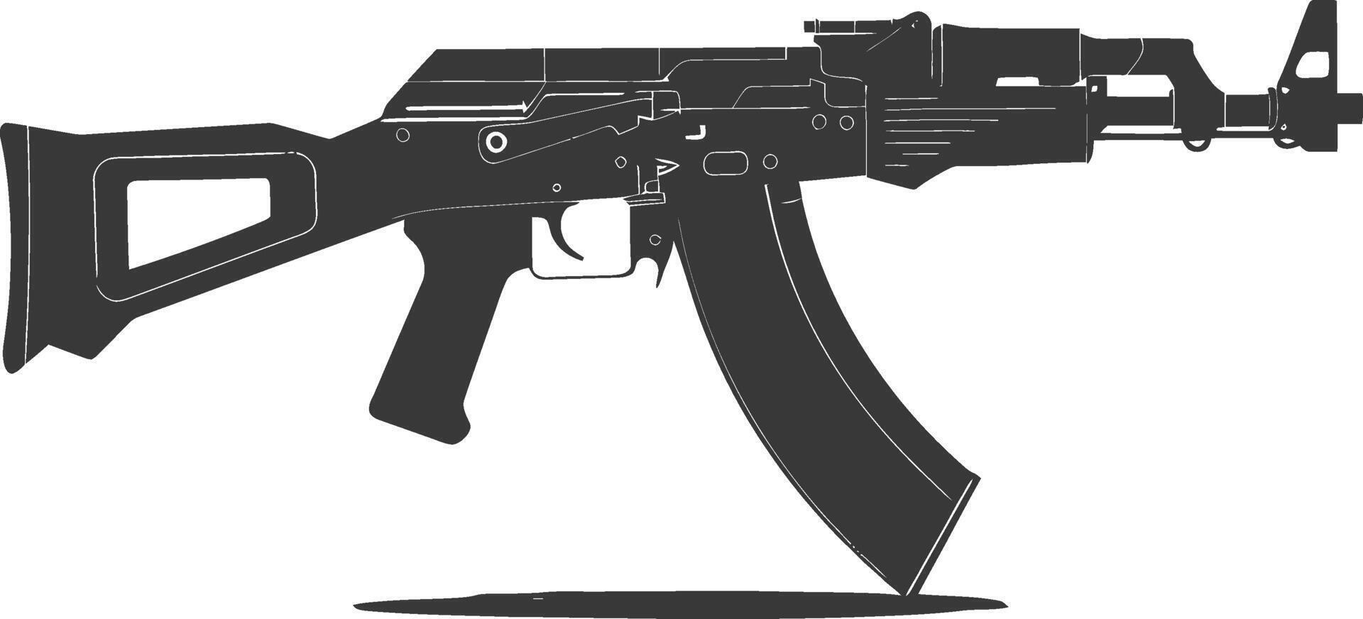 Silhouette Submachine gun military weapon black color only vector