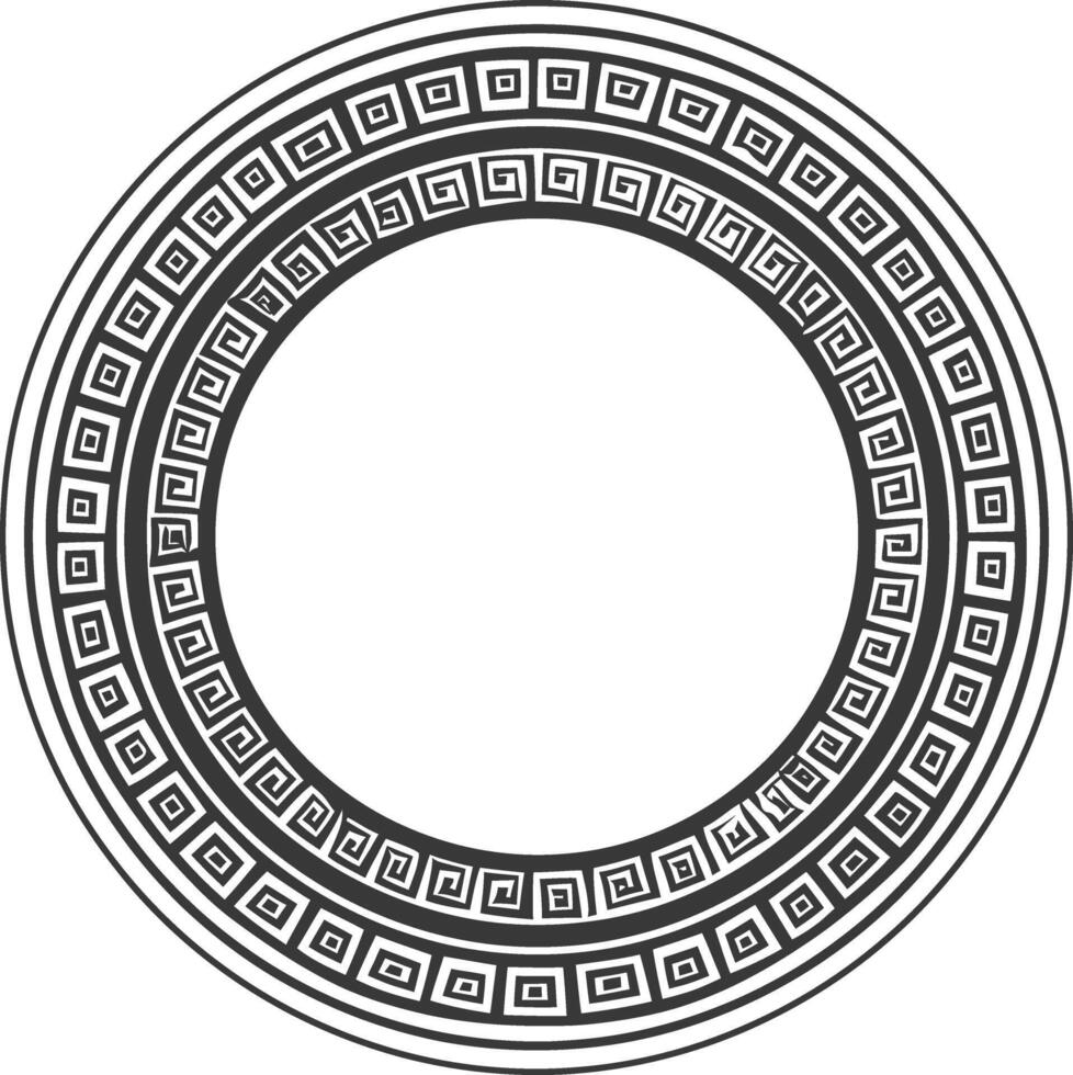Silhouette Greek Circle Frame black color only vector