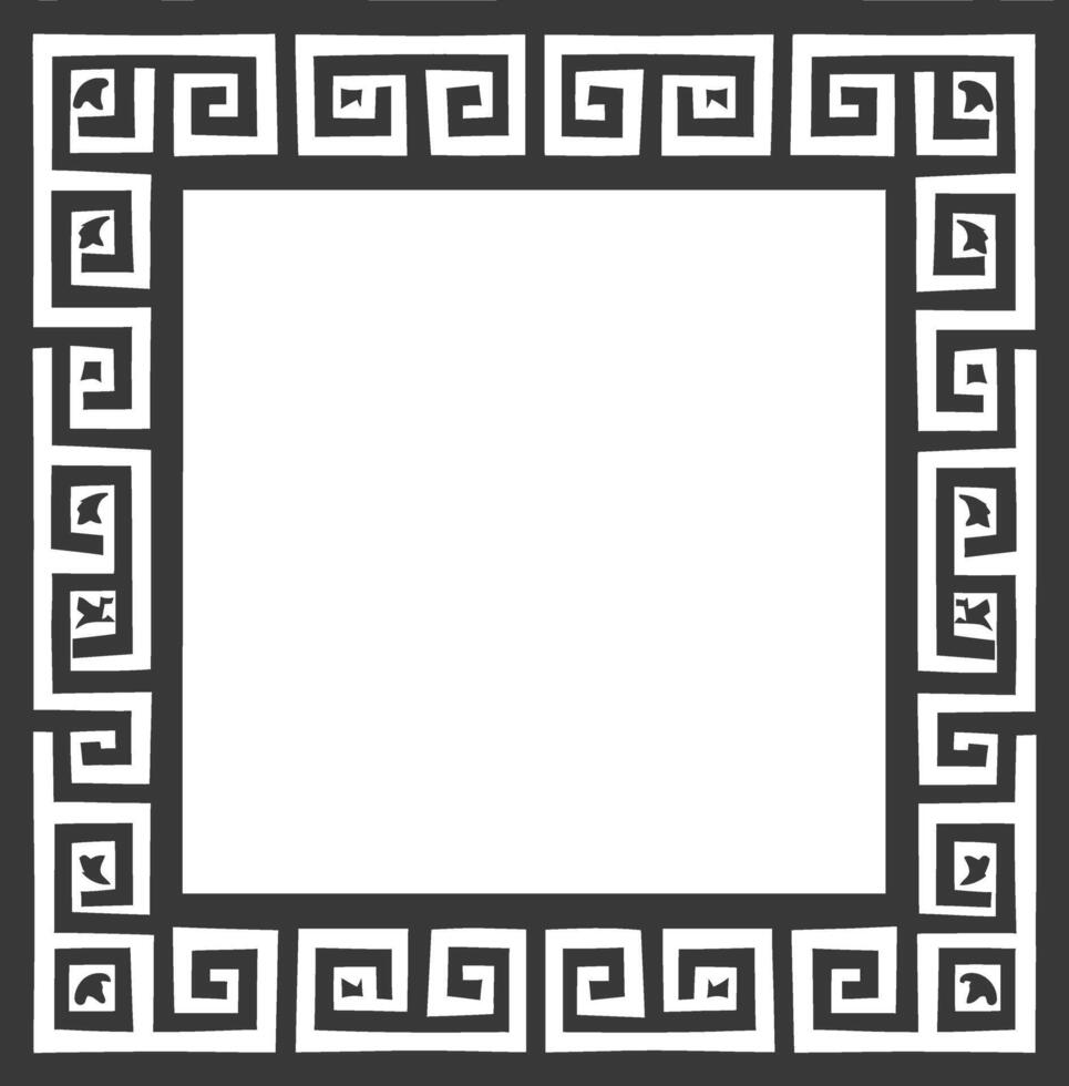 Silhouette Greek square frame black color only vector