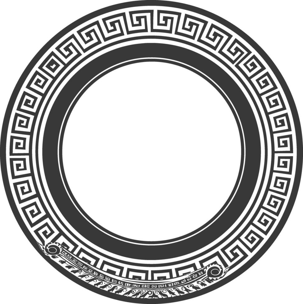 Silhouette Greek Circle Frame black color only vector