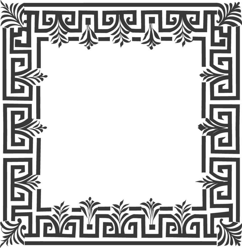 Silhouette Greek square frame black color only vector