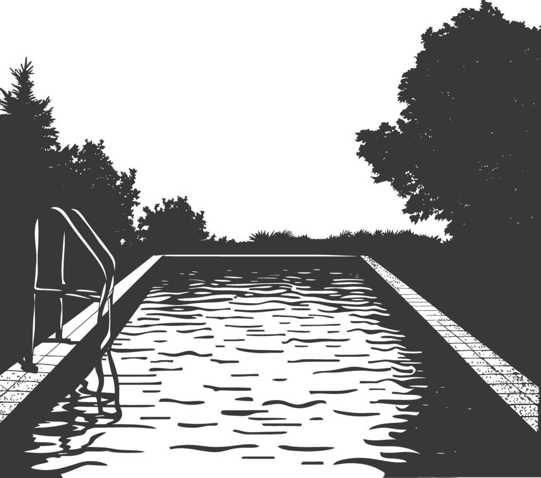 Silhouette swimming pool black color only vector