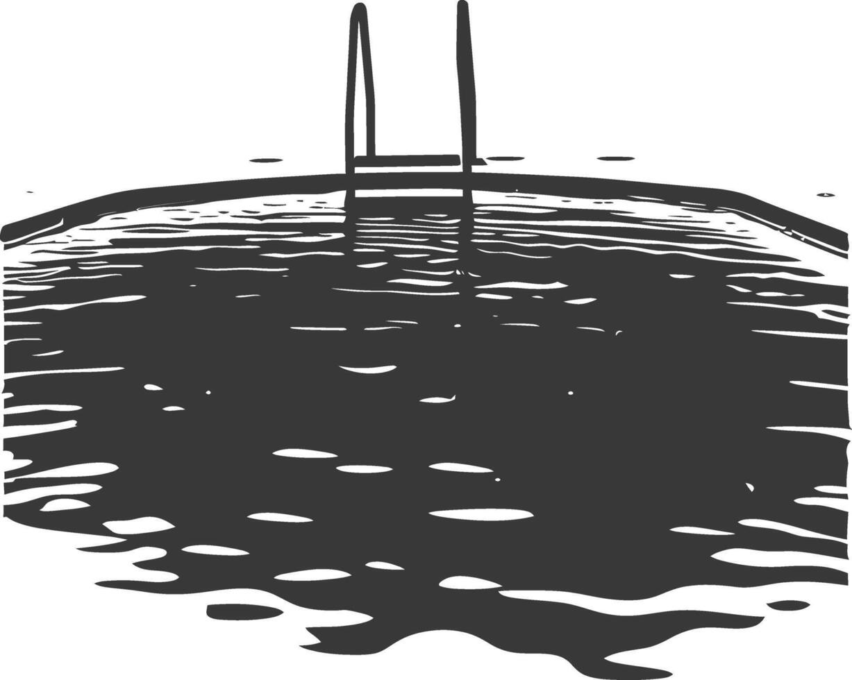 Silhouette swimming pool black color only vector