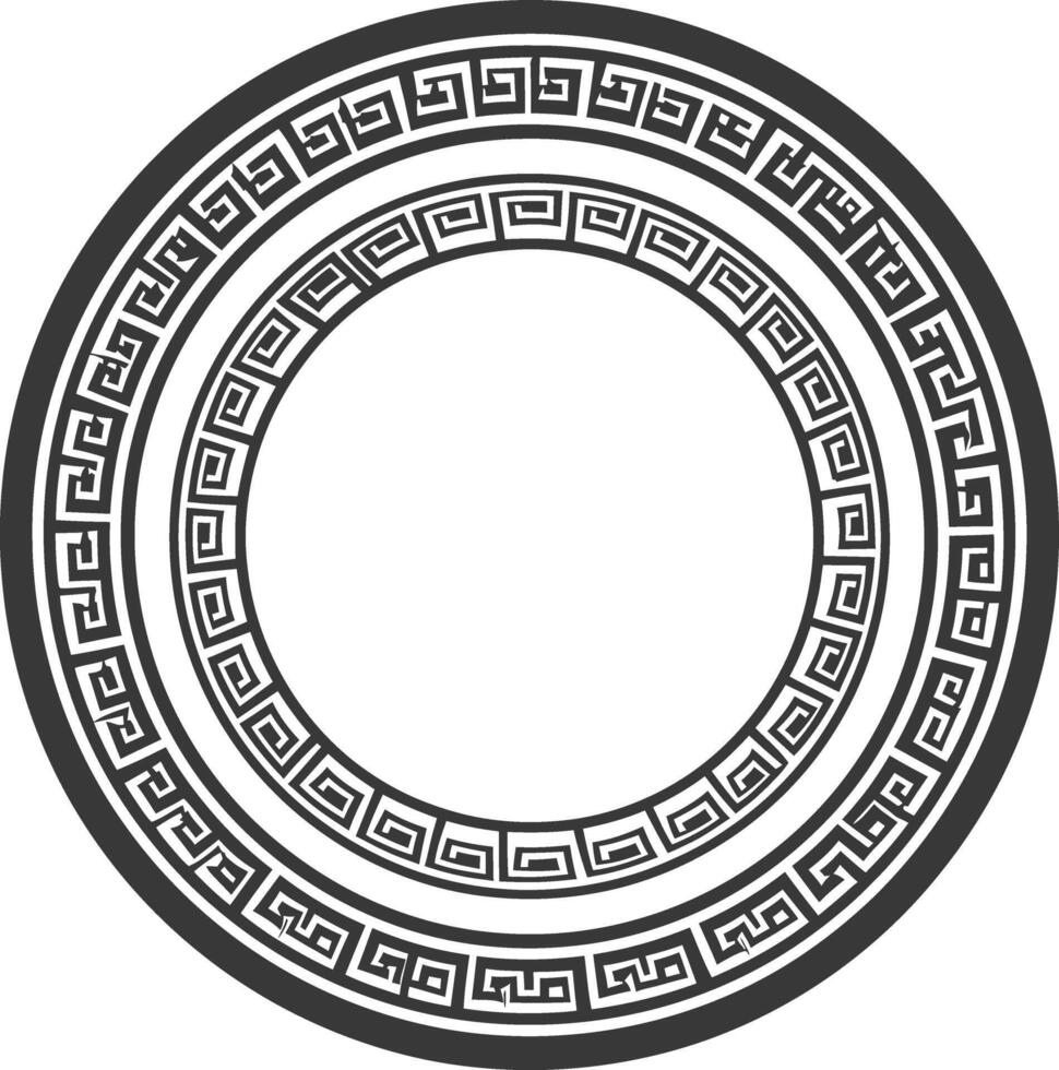 Silhouette Greek Circle Frame black color only vector