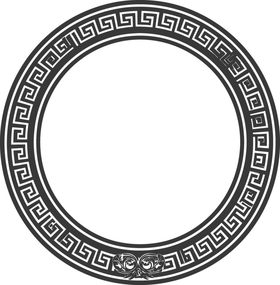 Silhouette Greek Circle Frame black color only vector
