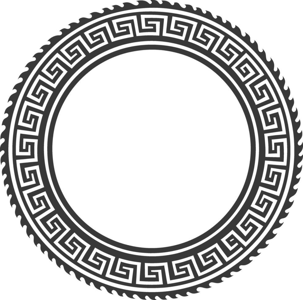 Silhouette Greek Circle Frame black color only vector